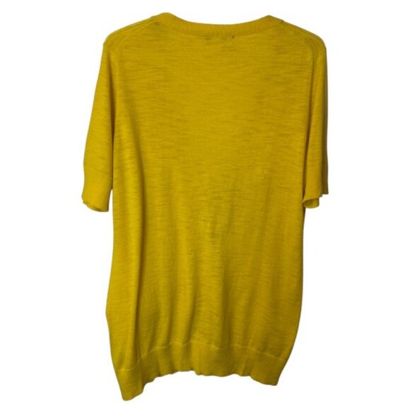 Banana Republic yellow knit short sleeve V neck button up cardigan size XL - Picture 6 of 8